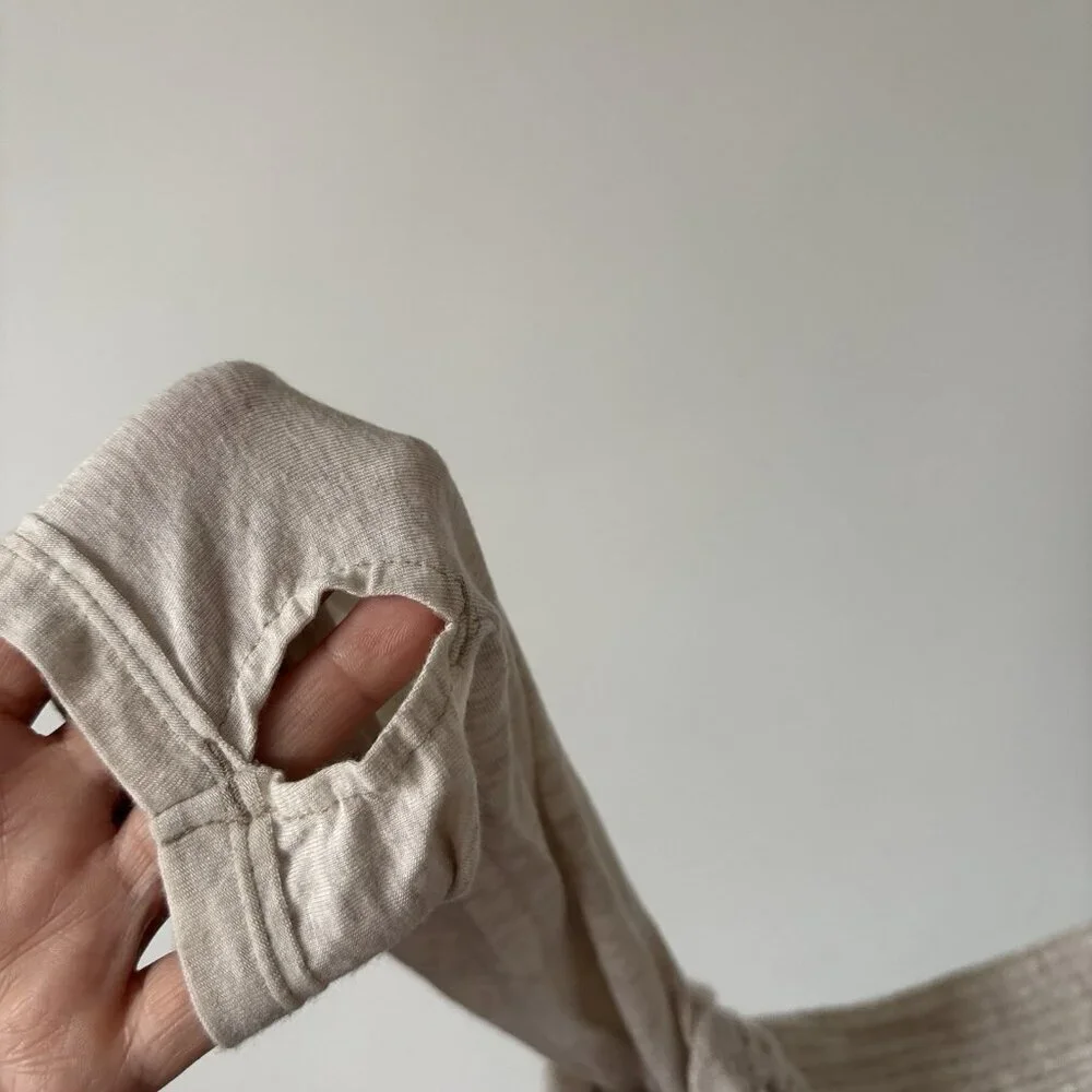 We‎ The Free People Laguna Thermal Waffle Oversized Top Oatmeal M Boho Grunge